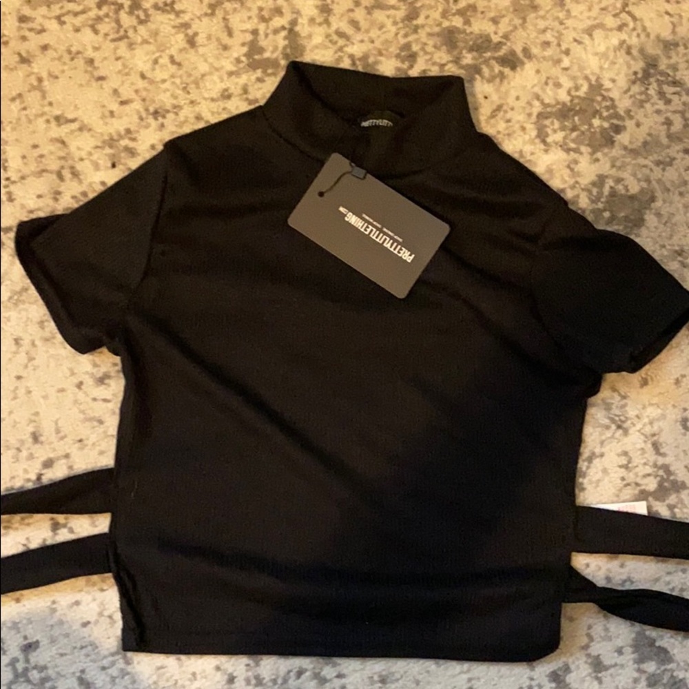Black Open Back PrettyLittleThing Top